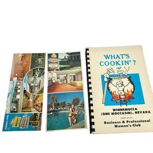 Whats Cookin'? In Winnemucca Cookbook Moccasin Spiral Bound and‎ VTG 2 Postcards